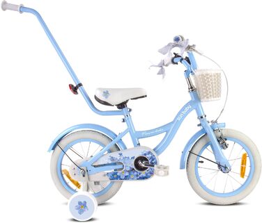 Дитяче велосипед Sun Baby Flower Bike для дівчаток, 14 дюймів, знімний ручка-штовхач, 2-6 років (Блакитний)