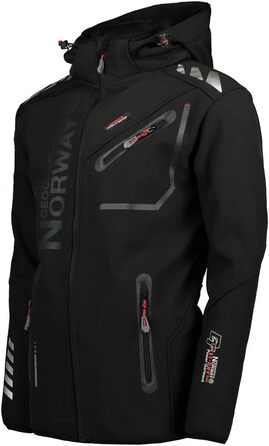 Куртка Softshell Geographical Norway Royal для чоловіків, водонепроникні, з капюшоном, для активного відпочинку (Чорний, XXL)