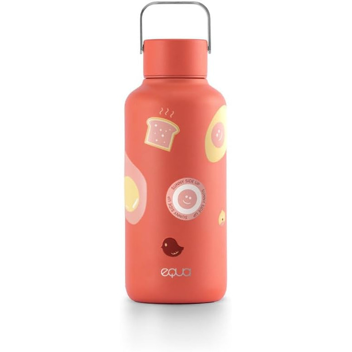 Пляшка для води EQUA Timeless, нержавіюча сталь, 1000 мл, BPA-free, герметична, довговічна, багаторазова, 600 мл, Sunny Side Up