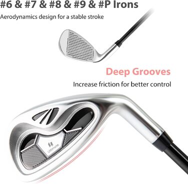 LIFEZEAL Комплект жіночого гольф-сету: ключки, сумка, драйвер, фейрвей, гібрид, айрон, паттер (чорний)