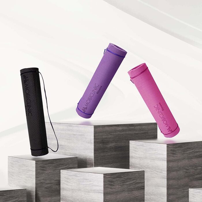 Йога мат Mobiclinic® 181x61 см, 6 мм, фіолетовий, з ремінцем, нековзний, миючий, водонепроникний