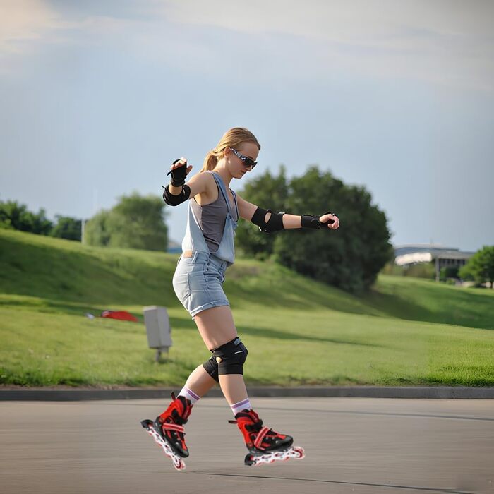 Дитячі ролики, ролики для хлопчиків та дівчаток, регульовані ролики для дітей 3-9 років, ролики з підсвіткою для початківців (червоні, розмір M (32-37))