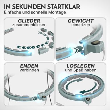 Розумний хулахуп Neolymp для схуднення та фітнесу, з лічильником калорій та відстеженням часу, регульований (29-40 см), блакитний