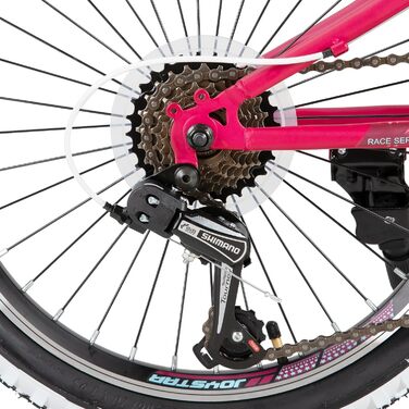 JOYSTAR Lubbock 20/24 дюймове дитяче гірське велосипед для хлопчиків та дівчаток 7-12 років (білий борт, 1/7 швидкостей, червоний, 24 дюйми)