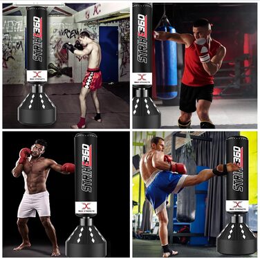 Стійкий боксерський мішок 1,8 м Max Strength для боксу та кікбоксингу, MMA, фітнесу, чорний, самостійний тренажер