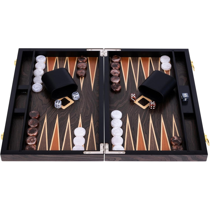 Набір для гри в шашки Engelhart Luxus 250547 з горіховим шпону, лакований (15 дюймів, ебенволовий коричневий)