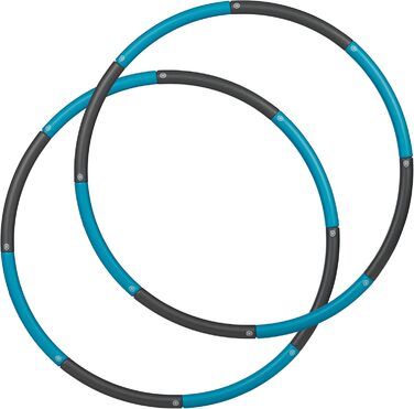 Фітнес обруч Hula Hoop 90 см, для схуднення та тренування преса, розбірний, синьо-сірий, для дорослих