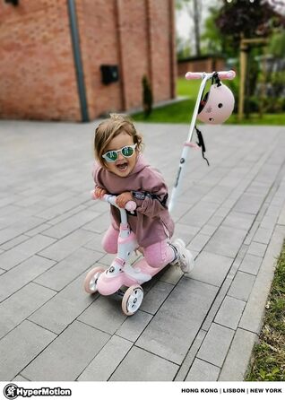 Самокат дитячий Kinderroller 5 в 1 рожевий: самокат-біговел, з сидінням, для дівчаток та хлопчиків