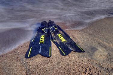 Ласти Seac Booster з довгим змінним лезом для фрідайвінгу та підводного полювання, чорні/жовті, розмір 41/42
