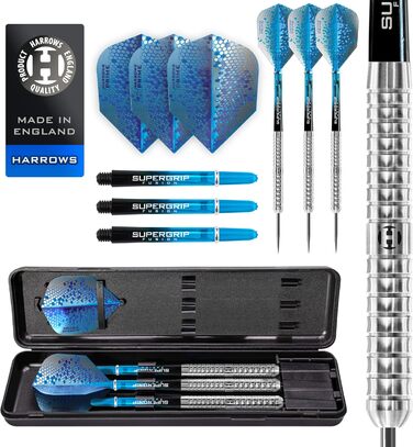 Дротики Harrows Pulse 90% вольфрамові, сталеві, з чохлом, 21-26 г, Supergrip Fusion, 100 мікрон