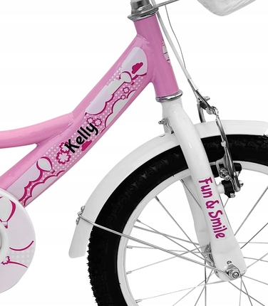 Дитячий велосипед Kelly 16 дюймів, рожевий, з бічними коліщатками