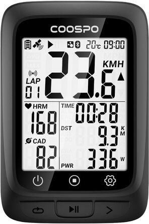 Велокомп'ютер COOPSO BC107 з GPS, бездротовий велоспідометр з Bluetooth 5.0 та ANT+, 2.4