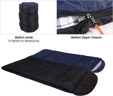 Спальний мішок Redcamp Baumwoll-Flanell для кемпінгу, 3 сезони, теплий та комфортний, вага 1.8-2.9 кг, колір морський блакитний