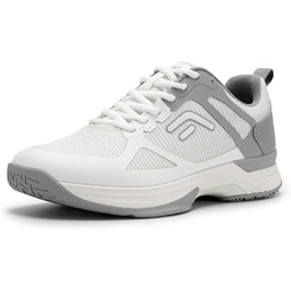 Тенісні кросівки FitVille для чоловіків, широкі, з антиковзким покриттям, для залу, бадмінтону, фітнесу, бігу (42 EU, білі з сірим)