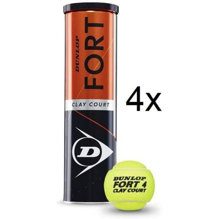 Тенісні м'ячі Dunlop Fort Clay Court 4 шт. - офіційні змагальні м'ячі для гри на глині