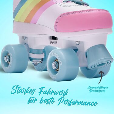 Дитячі ролики Apollo Disco Roller Soft з регульованим розміром, ролики для дівчаток та жінок, розміри 31-42, трендові ролики для дітей та дорослих (L (39-42), Rainbow Star)