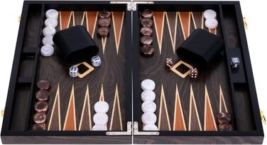 Набір для гри в шашки Engelhart Luxus 250547 з горіховим шпону, лакований (15 дюймів, ебенволовий коричневий)