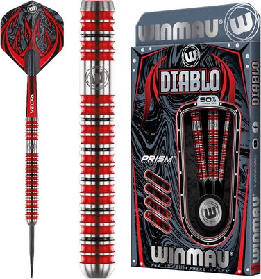 Дротики для дартсу WINMAU Diablo 25 г, сталевий наконечник, вольфрам, з крилами та стрижнями, професійні, паралельна форма