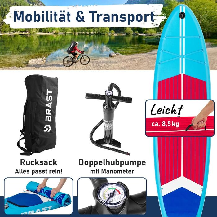 SUP дошка BRAST Turtle надувна з аксесуарами 320x81x15 см (Синя) - 5 років гарантії