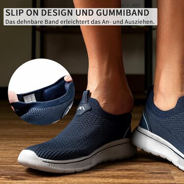 Чоловічі кросівки без шнурівків Slip-on, сітка, дихаючі, легкі, для бігу та спорту, комфортні, outdoor, джогінги, 44 EU, темно-синій