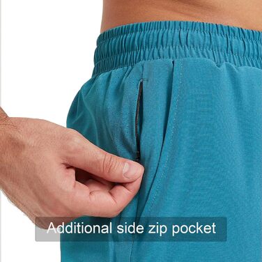 Чоловічі спортивні шорти для бігу 2-в-1, швидка сушка, короткі шорти для бігу, гімнастики, активного відпочинку, марафону, тренувань з кишенею на блискавці (S, Павіно-блакитний)