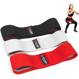 Фітнес-гумки ELVIRE SPORT (3 шт.) - тренувальні гумки для стегон, сідниць та ніг | Гумки для йоги, пілатесу, кросфіту | Для чоловіків та жінок, червоний та вугільний колір