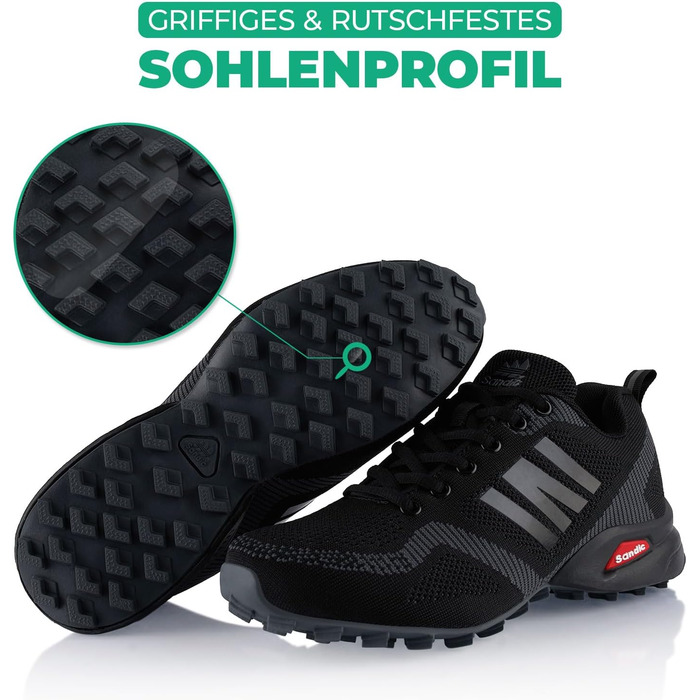 Черевики для трекінгу та трейлраннінгу для жінок та чоловіків, чорно-темно-сірі, 43 EU