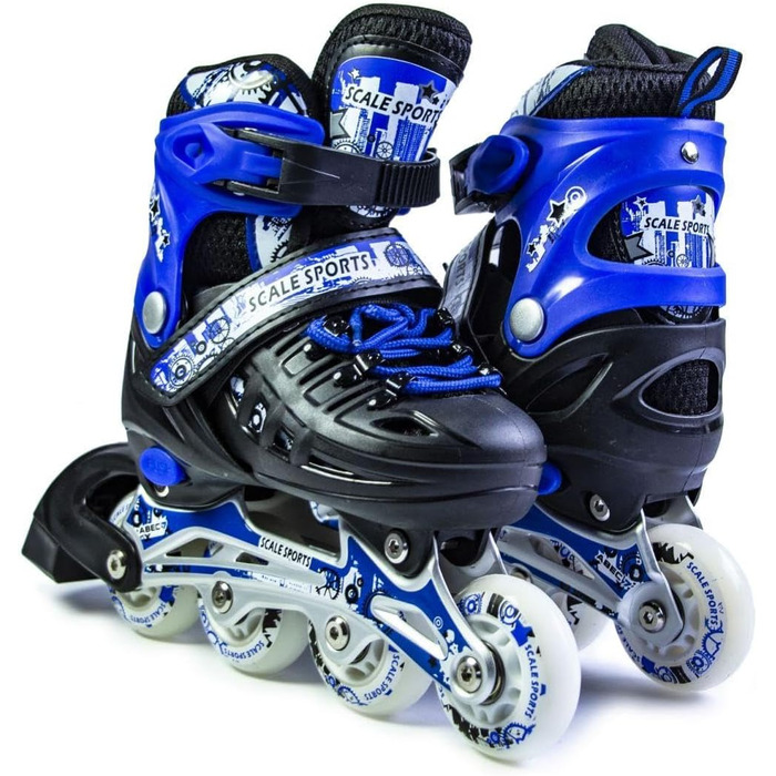 Дитячі ролики-кольоротки з підсвічуванням – ролики для катання для дітей чорно-білі (чорно-сині, розмір M)