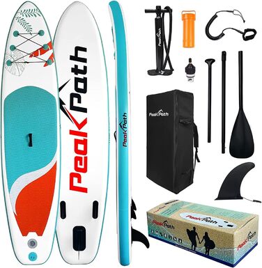 Надувна SUP-дошка Peakpath 15,2 см з аксесуарами: весло, рюкзак, плавник, ремінець, помпа, протиковзке покриття