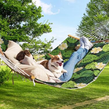 Гамак великий для 2 осіб на відкритий простір, 3м, з м'якою тканиною, складаний, з подушкою, сумка, до 204 кг, зелений