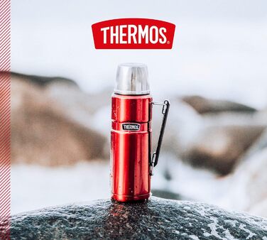 Термос Thermos Stainless King 1,2 л, нержавіюча сталь, з ручкою, червоний