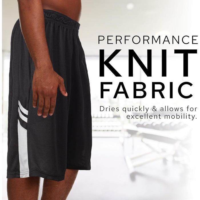 Шорти спортивні чоловічі - баскетбольні шорти для чоловіків - активні шорти для тренувань, залу, бігу (L, набір 5 шт.)