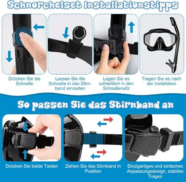 Набір для снорклінгу для дорослих: маска, трубка та ласти. Суха трубка, антизапітніюча маска з загартованого скла. Для плавання, снорклінгу та дайвінгу. Чорний колір