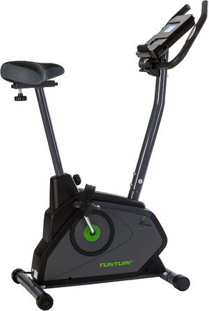 Велотренажер Tunturi Cardio Fit E30 з магнітною системою, LCD-дисплеєм, датчиками пульсу та тримачем для планшета, домашній ергометр для фітнесу