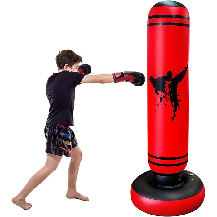 Дитячий боксерський мішок на підставці, 160 см, червоний. Мішок для кікбоксингу, боксерський манекен, іграшки для активного відпочинку на вулиці