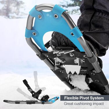 Снігоступи Odoland Allround 4 в 1 для жінок та чоловіків з трекінговими палками, водонепроникними гетрами та сумкою, розмір 21/25/30 дюймів (синій + чорний)