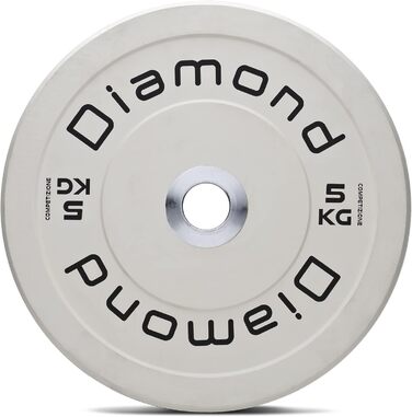 Пара дисків для штанги Pro Diamond 5 кг, 50 мм, для фітнесу та домашнього спортзалу, білі, для гантелей і штанг