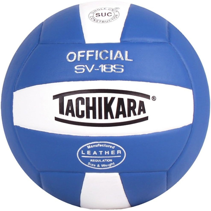 Волейбольний м'яч Tachikara з верткої шкіри, інституційного рівня, колір Королівський Білий