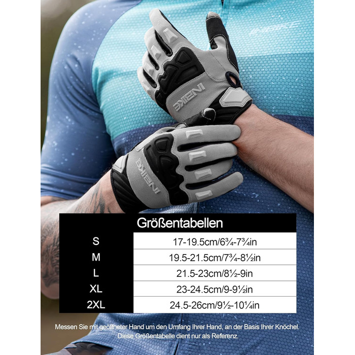 Рукавички INBIKE MTB для мотокросу та гірського велосипеда з захистом пальців TPR та SCR-подушечкою, сірі, розмір M