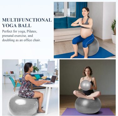 Фітбол Flintronic 55/65 см з насосом, для йоги, фітнесу, вагітності, анти-burst, товстий