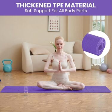 Йога мат TPE 183x61 см - спортивний килимок для фітнесу, пілатесу та йоги. Не слизький, зручний, без фталатів.