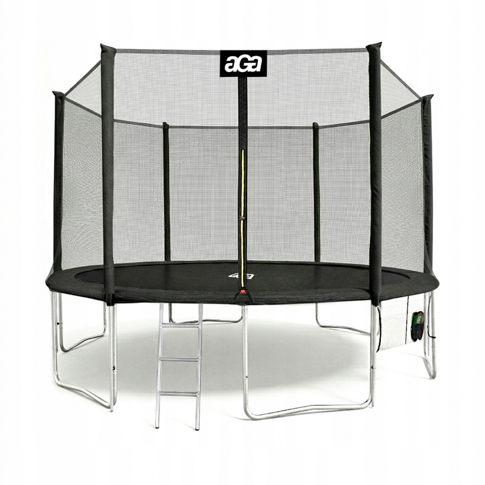Батут Aga SPORT PRO 430 см, чорний + захисна сітка + драбина + підвіс
