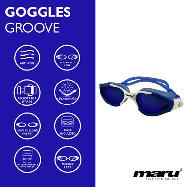 Унісекс плавальні окуляри Maru Groove з поляризованими дзеркальними лінзами, універсальний розмір, сині