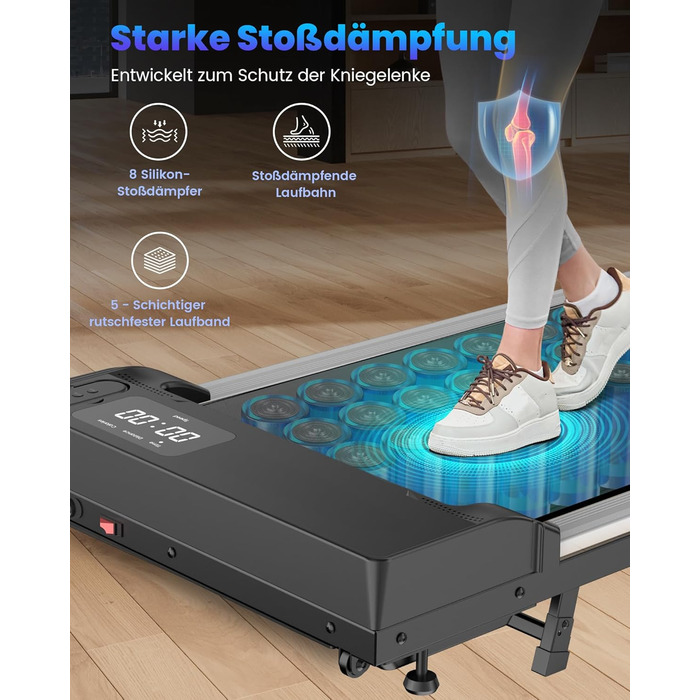 Електрична бігова доріжка для дому з нахилом, Walking Pad із пультом ДК, LED-дисплей, для офісу та дому, 2.5 к.с., швидкість 0.97-6.11 км/год, вантажопідйомність 120 кг