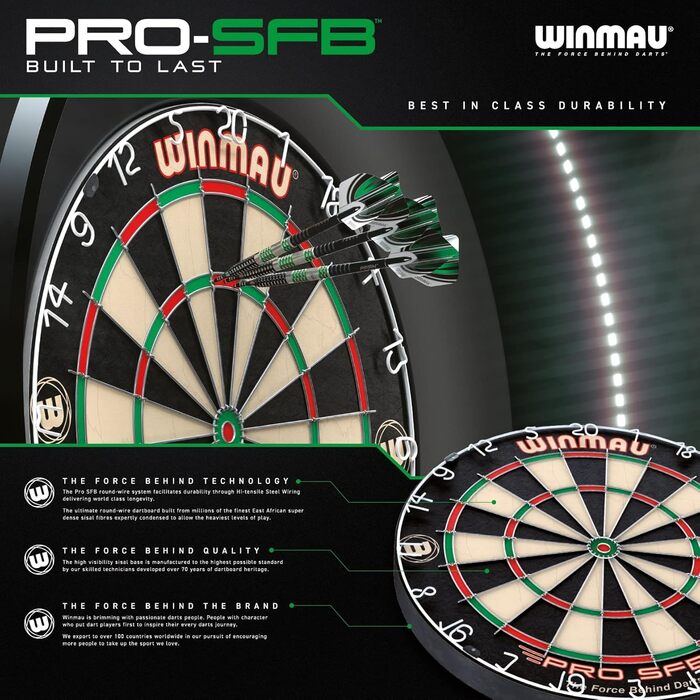 Дартборд WINMAU Pro SFB з сизалю, професійний, різнокольоровий
