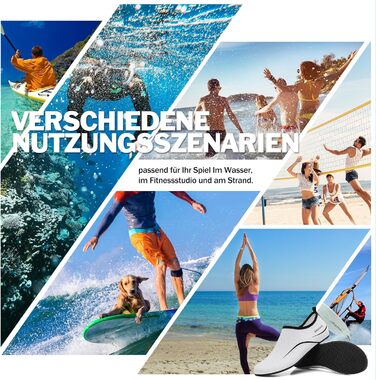 Чоловічі та жіночі аквашузи Sixspace для плавання, серфінгу, йоги. Швидко сохнуть, дихають, білі (35 EU)