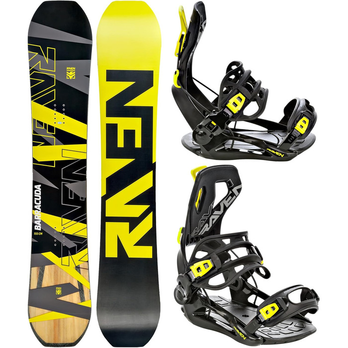 Сноуборд-сет Raven: сноуборд Barracuda Carbon Lime + кріплення Fastec FT360 (157 см) + кріплення FT360 Lemon XL