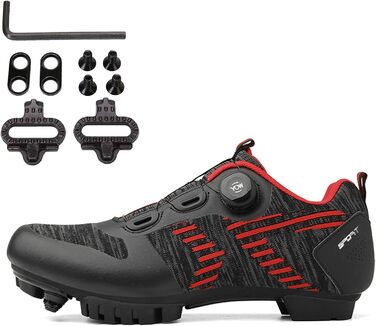 Чоловічі велотуфлі для шосе та MTB: дихаючі кросівки для велосипеда, сумісні з SPD, білі (39 EU, чорний)