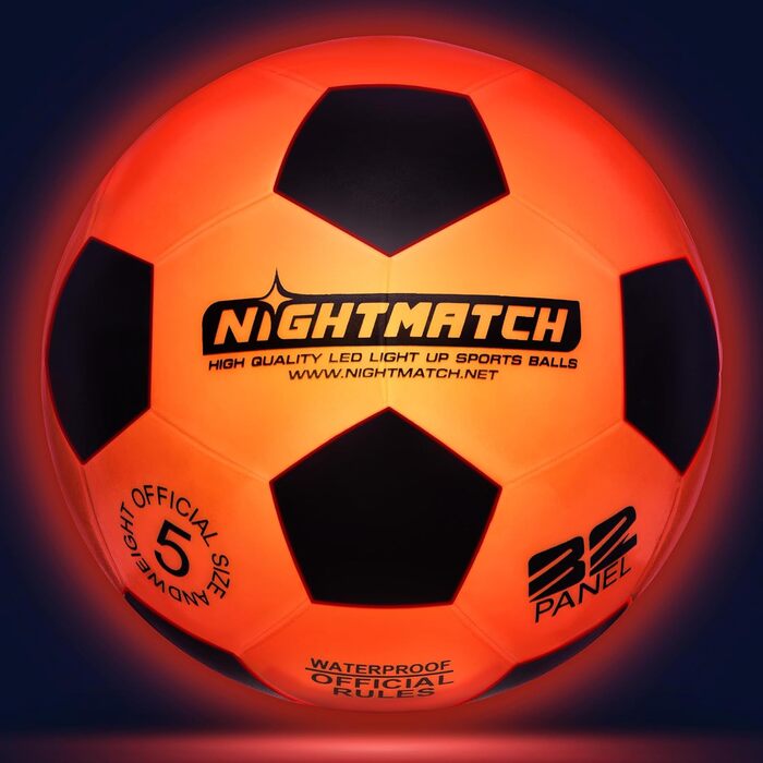 Світлодіодний футбольний м'яч NIGHTMATCH, розмір 5, водостійкий, для нічної гри, комплект з насосом і батарейками, для дітей та дорослих