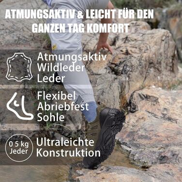 Черевики для хайкінгу SHULOOK чоловічі водонепроникні легкі трекінгові черевики з підтримкою щиколотки, антиковзаючі, спортивні кросівки для кемпінгу та хайкінгу (45 EU, темно-зелені)